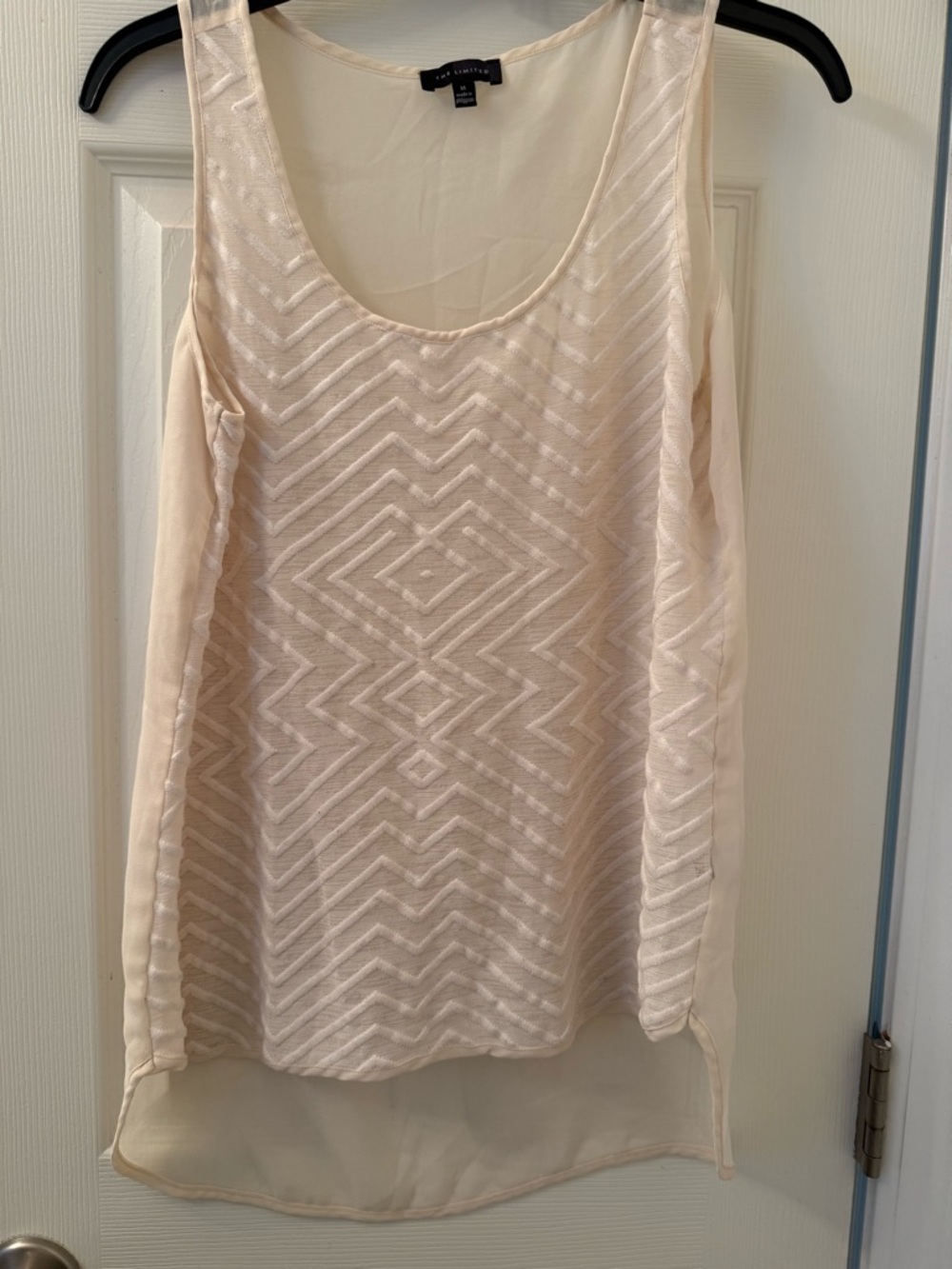 The Limited Ivory Chevron Scoop Neck Tank
